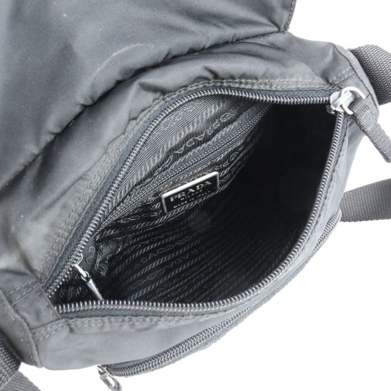 Prada Tessuto Nylon Triangle Logo Leather Shoulder Bag