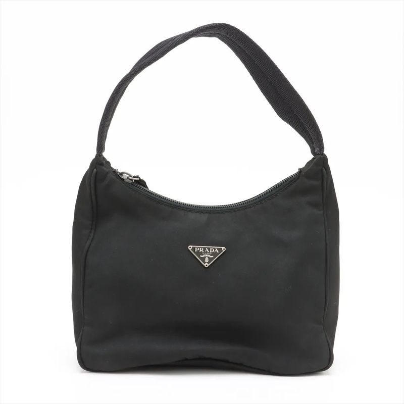 Prada Tessuto Nylon Triangle Logo Handbag Black