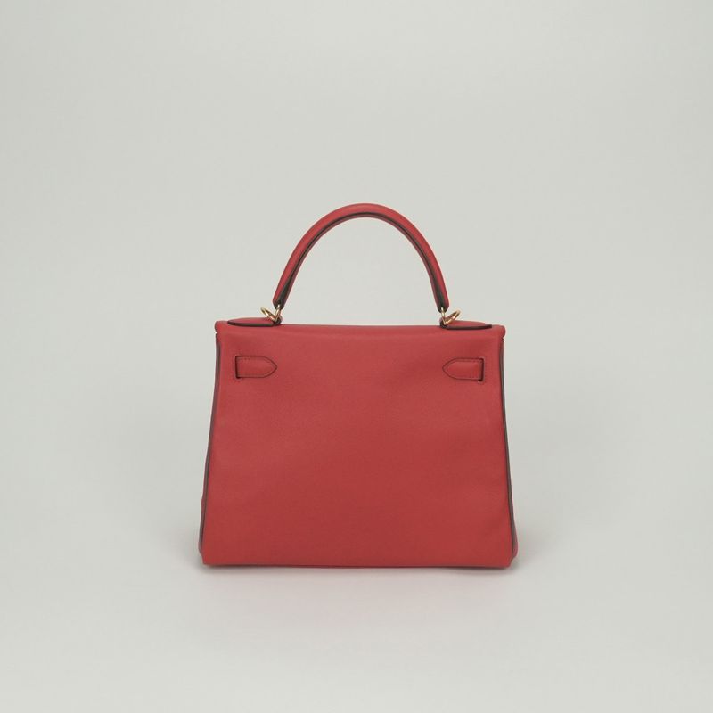Hermes Kelly 28 Tote Shoulder Bag Epsom Rouge Casaque