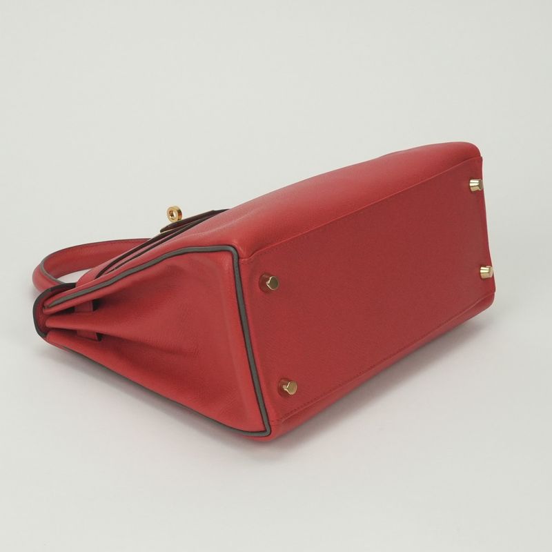 Hermes Kelly 28 Tote Shoulder Bag Epsom Rouge Casaque
