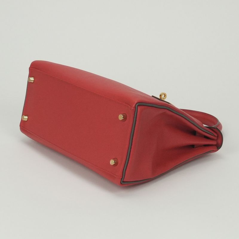 Hermes Kelly 28 Tote Shoulder Bag Epsom Rouge Casaque