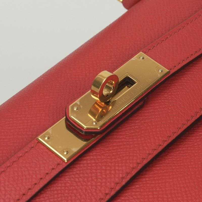 Hermes Kelly 28 Tote Shoulder Bag Epsom Rouge Casaque