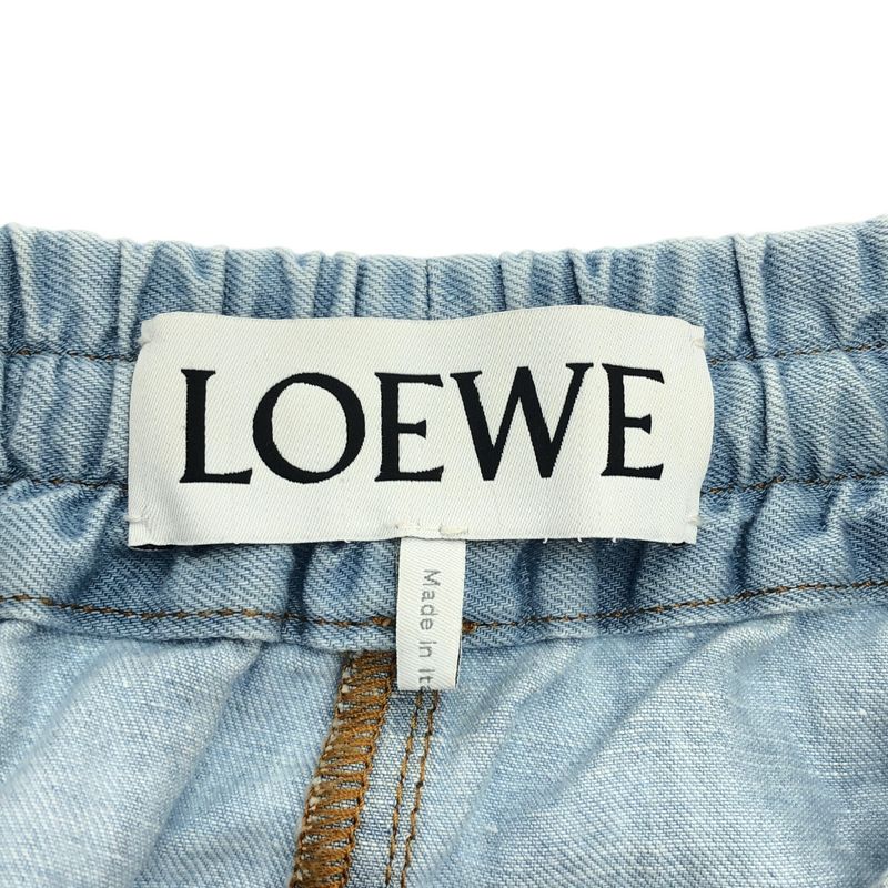 Loewe Logo Embossed Swimsuit Wide Denim Pants Ice Blue