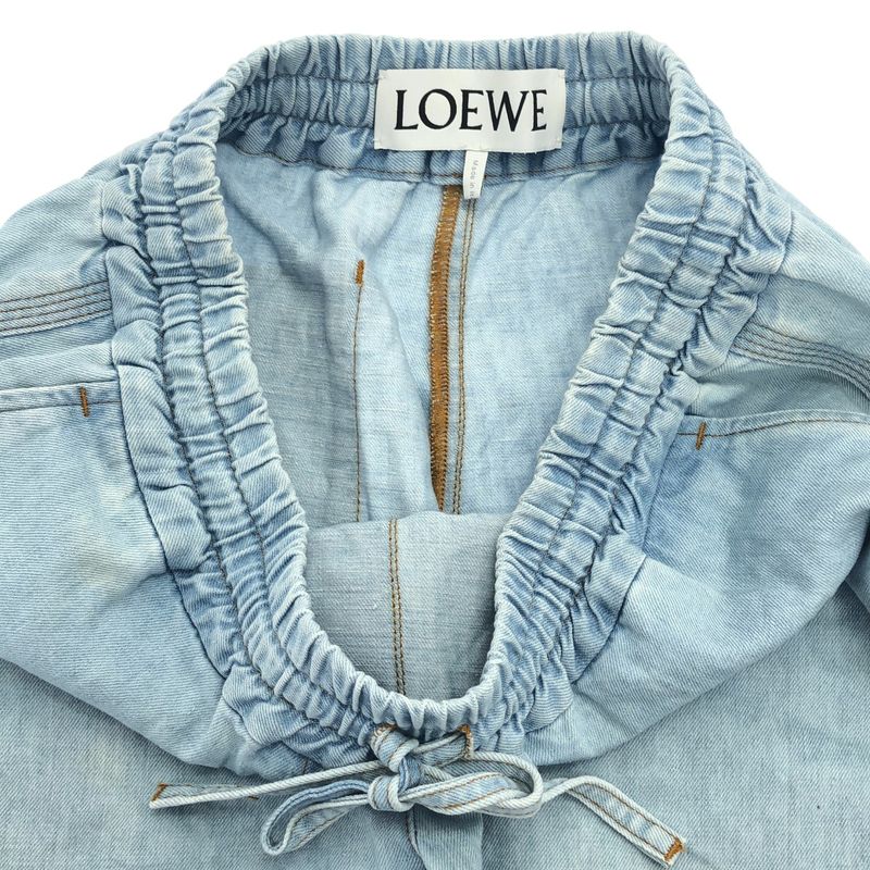 Loewe Logo Embossed Swimsuit Wide Denim Pants Ice Blue