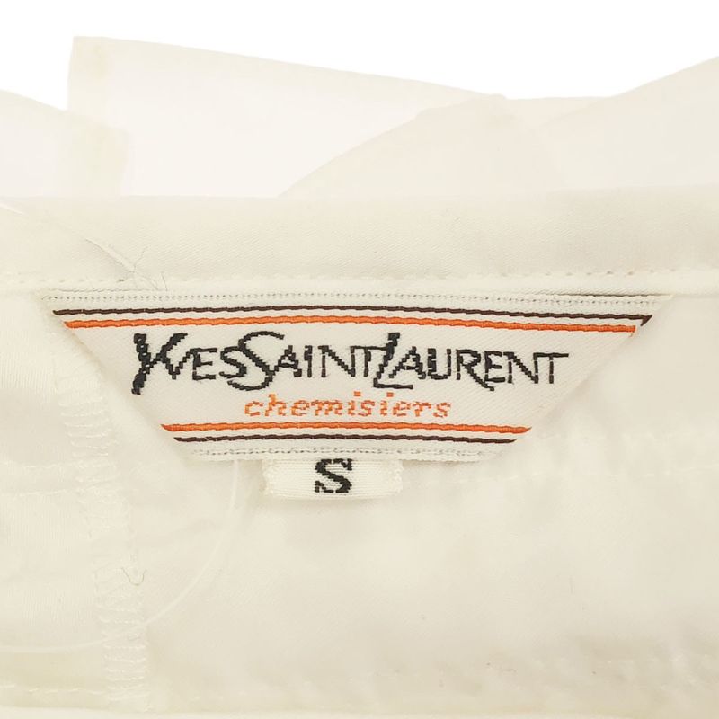 Saint Laurent Yves Chemises Frill Blouse Shirt White