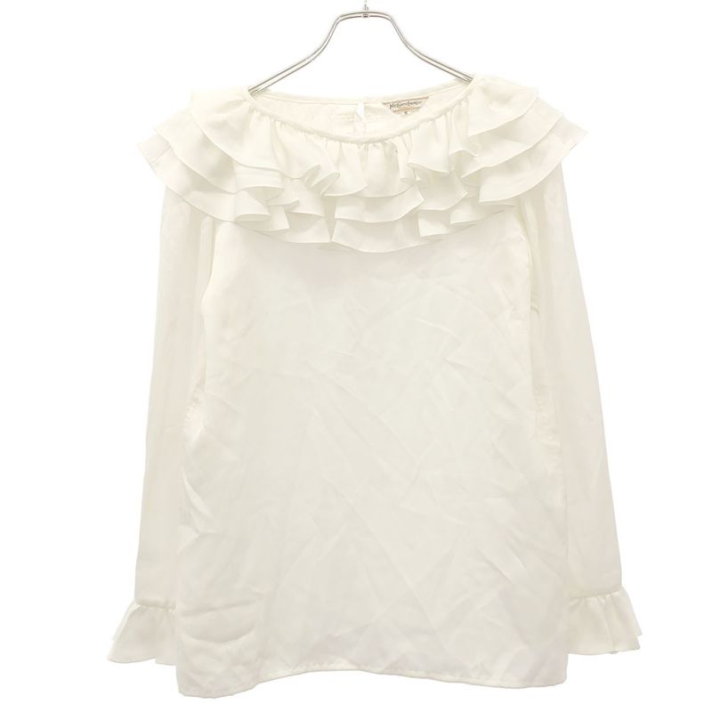 Saint Laurent Yves Chemises Frill Blouse Shirt White