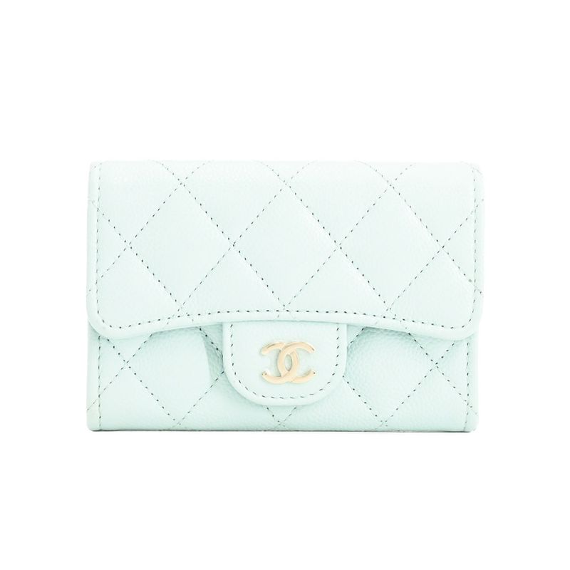 Chanel Card Case Classic Flap Handbag Light Blue