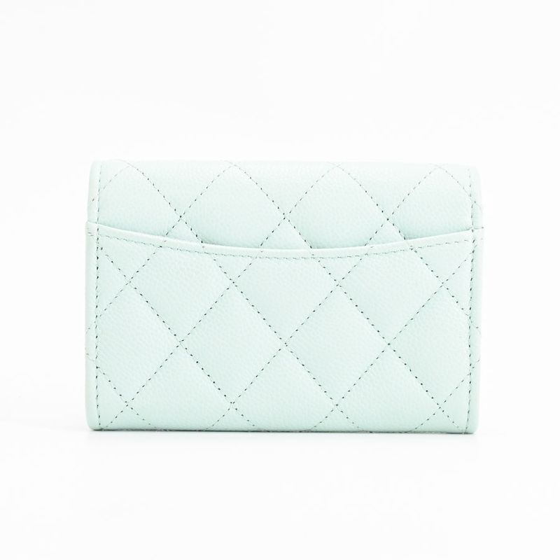 Chanel Card Case Classic Flap Handbag Light Blue
