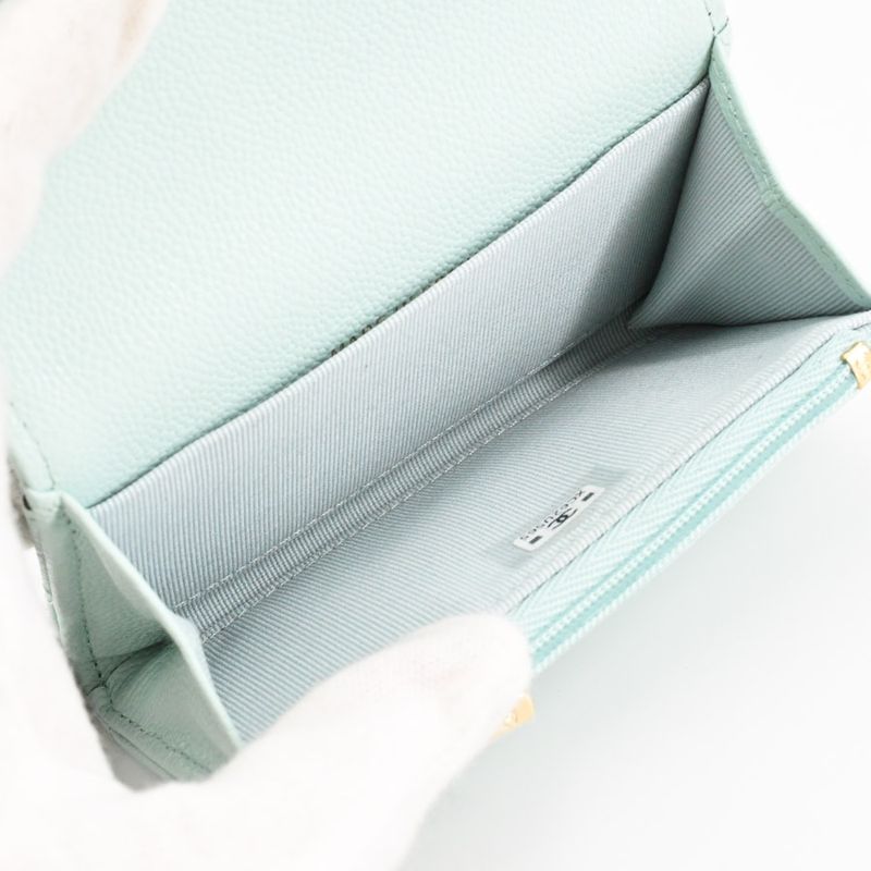 Chanel Card Case Classic Flap Handbag Light Blue