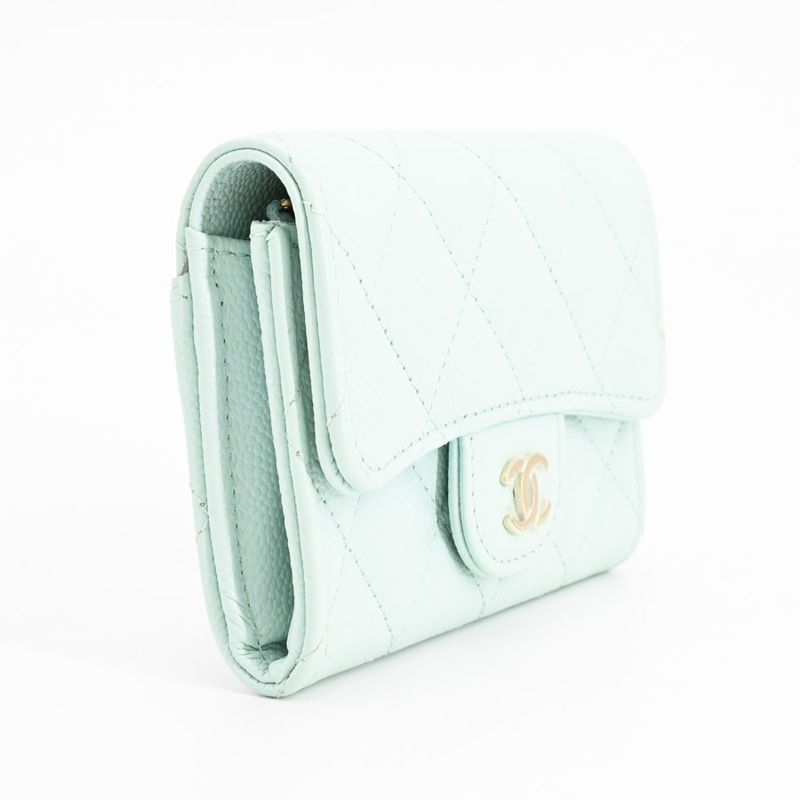 Chanel Card Case Classic Flap Handbag Light Blue