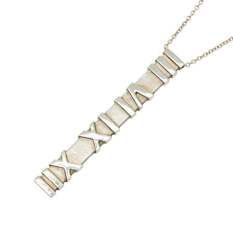 Tiffany & Co Atlas Plate Chain Pendant Necklace Silver
