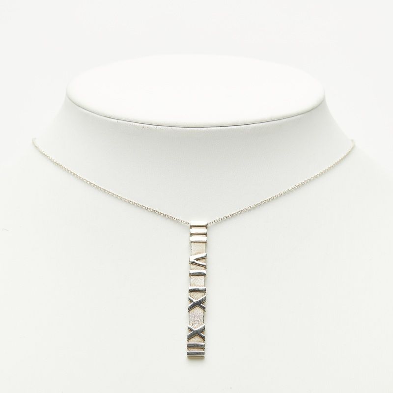 Tiffany & Co Atlas Plate Chain Pendant Necklace Silver