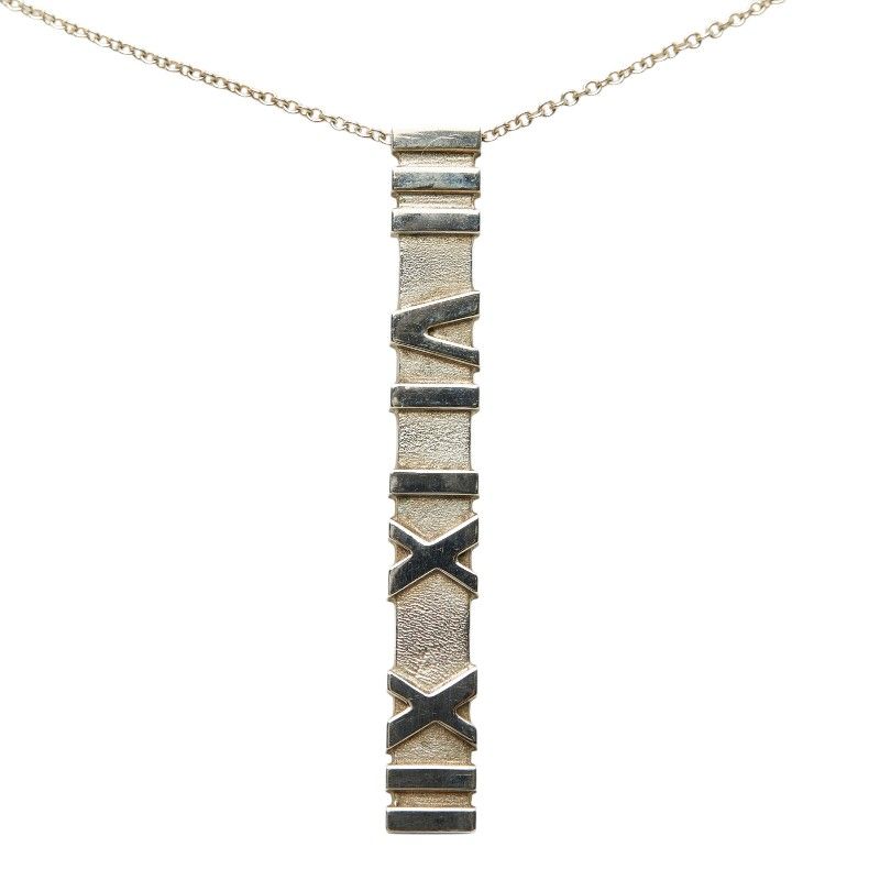 Tiffany & Co Atlas Plate Chain Pendant Necklace Silver