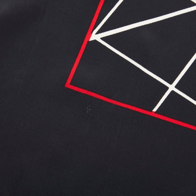 Chanel CC Logo Quilted Black Red Silk Scarf