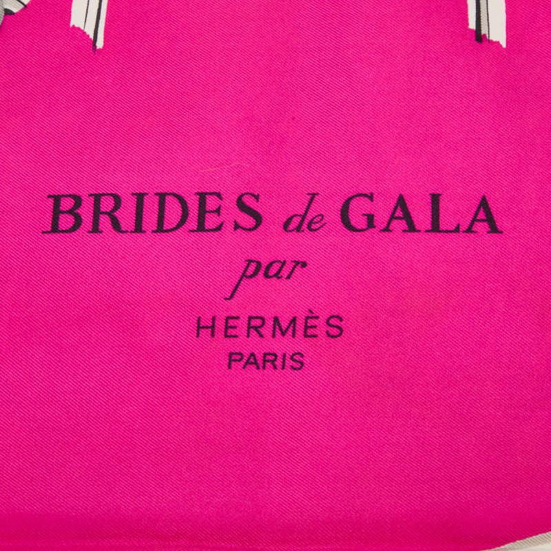 Hermes Carre 90 Brides de Gala Ceremonial Bridle Pink Ivory Silk Scarf