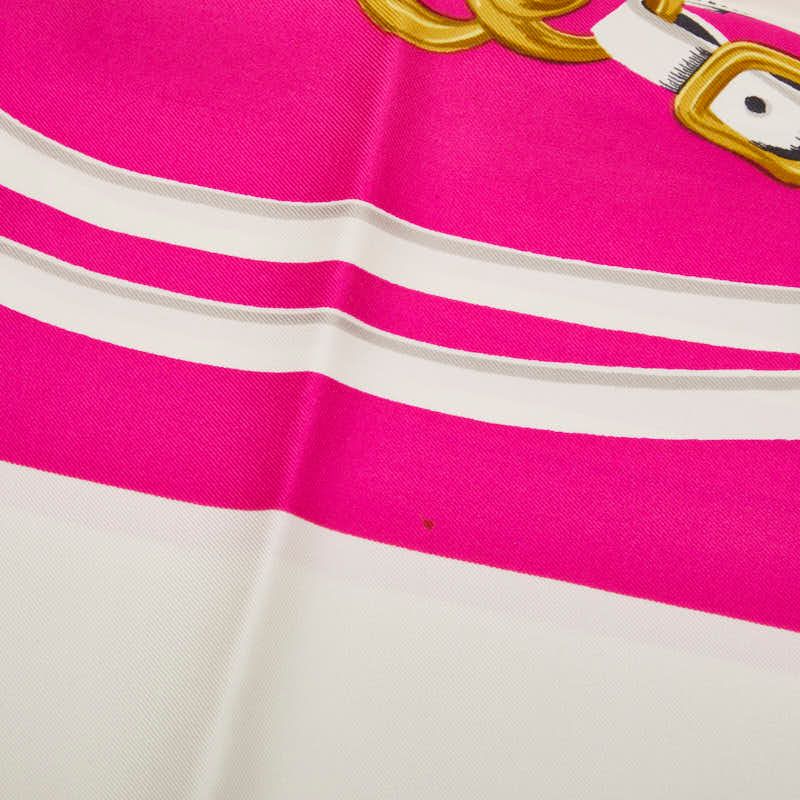 Hermes Carre 90 Brides de Gala Ceremonial Bridle Pink Ivory Silk Scarf