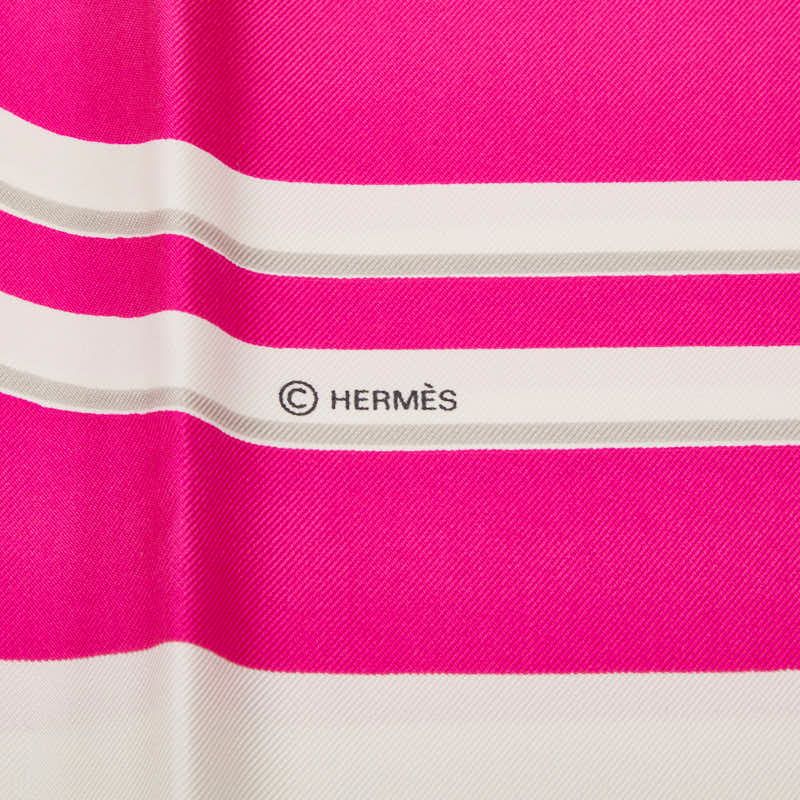 Hermes Carre 90 Brides de Gala Ceremonial Bridle Pink Ivory Silk Scarf