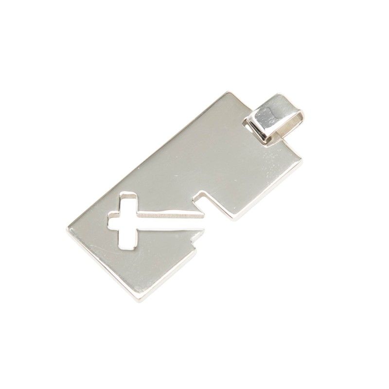 Gucci Sagittarius Logo Plate Pendant Top Silver