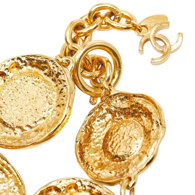 Chanel CC Logo Gripoix 4 Chain Bracelet Gold Multicolor Plated Glass