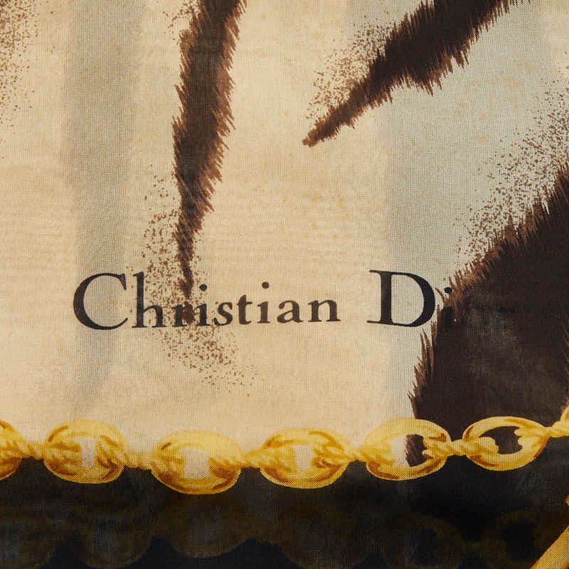 Dior Zebra Chain Black Beige Silk Scarf