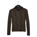 Fendi Leopard High Neck Top Long Sleeve Sweater Brown Black Wool