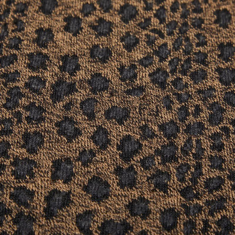 Fendi Leopard High Neck Top Long Sleeve Sweater Brown Black Wool