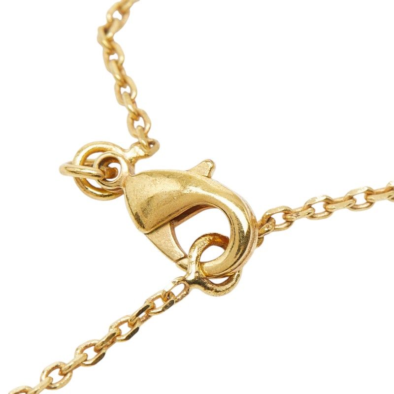 Celine Bag Motif Chain Pendant Necklace Gold Red Plated Enamel