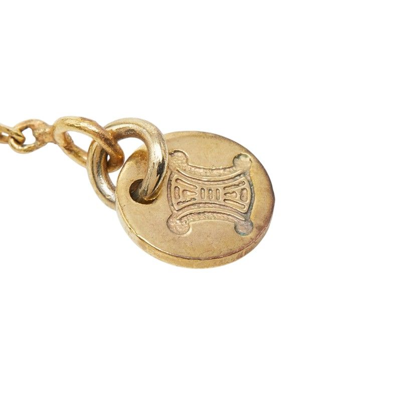 Celine Bag Motif Chain Pendant Necklace Gold Red Plated Enamel