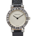 Tiffany & Co Atlas Watch External Strap Black Silver Leather