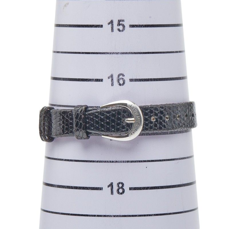 Tiffany & Co Atlas Watch External Strap Black Silver Leather