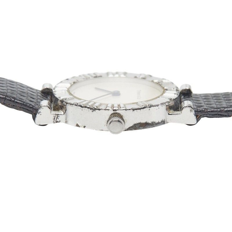 Tiffany & Co Atlas Watch External Strap Black Silver Leather