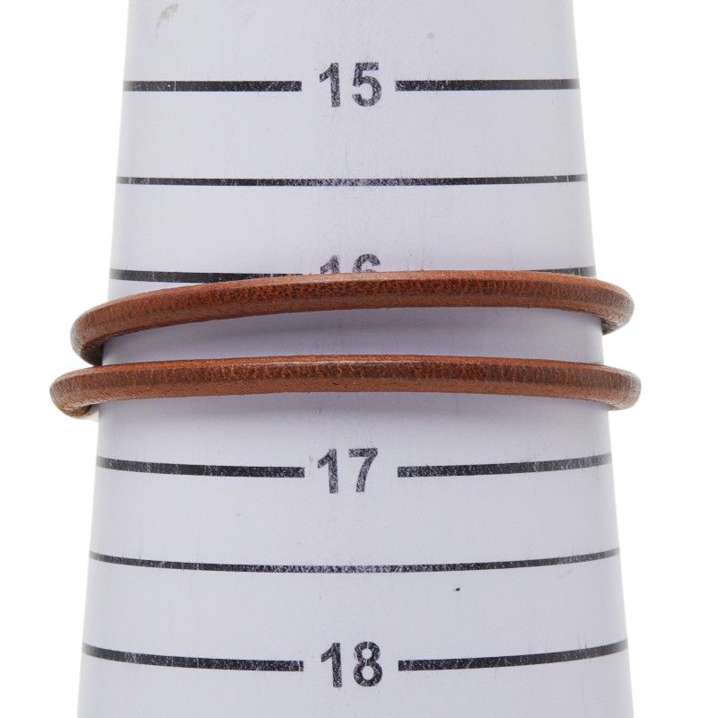 Hermes Jumbo Bracelet Choker Silver Brown Metal Leather
