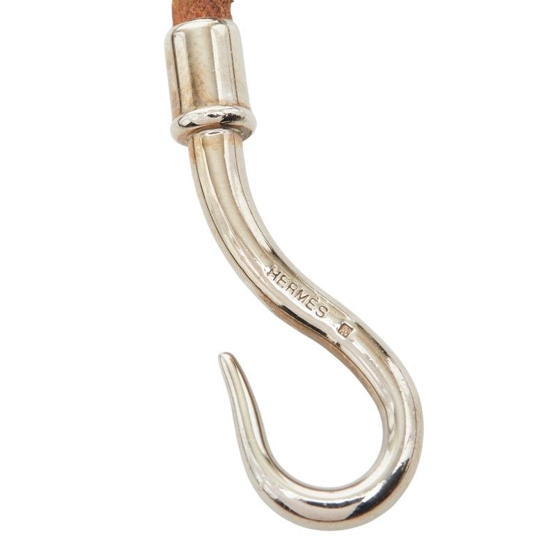 Hermes Jumbo Bracelet Choker Silver Brown Metal Leather