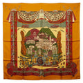 Hermes Carre 90 L'atlantide Atlantis Yellow Multicolor Silk Scarf Yellow
