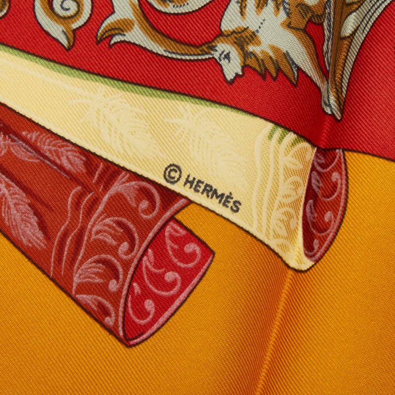 Hermes Carre 90 L'atlantide Atlantis Yellow Multicolor Silk Scarf Yellow