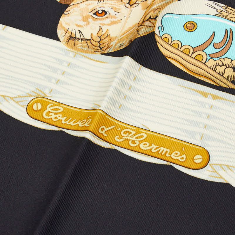 Hermes Carre 90 Couvee D'hermes Egg Black Multicolor Silk Scarf