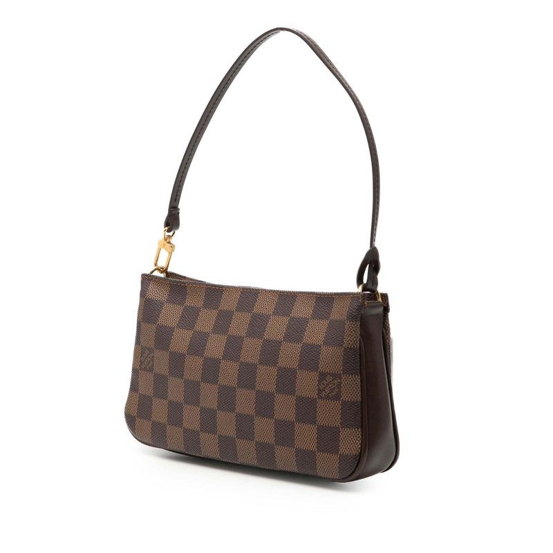 Louis Vuitton Damier Navona Pouch Handbag Brown Leather