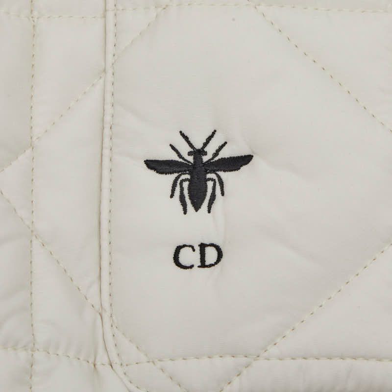 Dior Macro Cannage Quilted Sleeveless Bomber Jacket Vest White Ivory