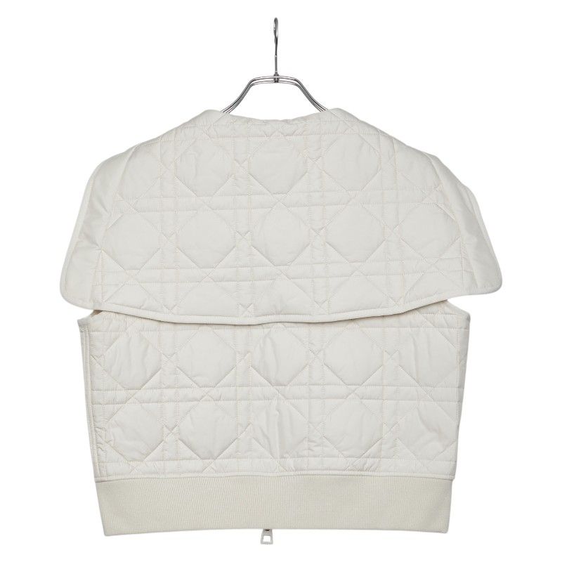 Dior Macro Cannage Quilted Sleeveless Bomber Jacket Vest White Ivory