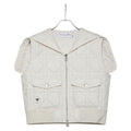 Dior Macro Cannage Quilted Sleeveless Bomber Jacket Vest White Ivory