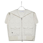 Dior Macro Cannage Quilted Sleeveless Bomber Jacket Vest White Ivory