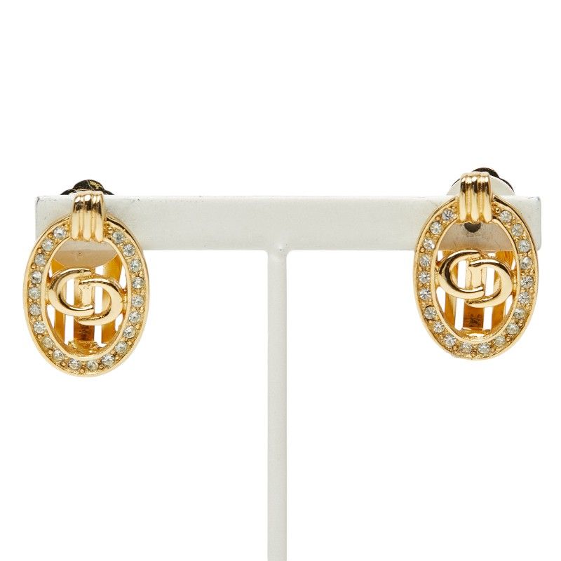 Dior CD Logo Oval Earrings Gold Plated