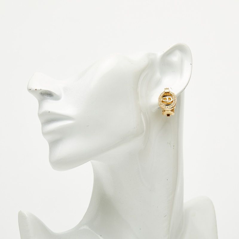 Dior CD Logo Oval Earrings Gold Plated