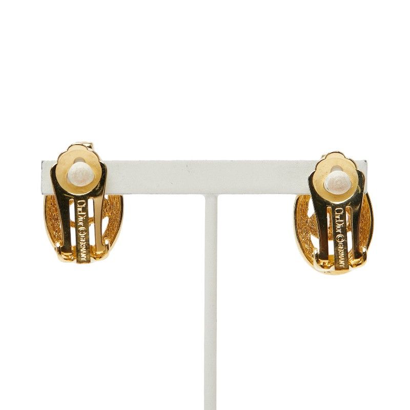 Dior CD Logo Oval Earrings Gold Plated