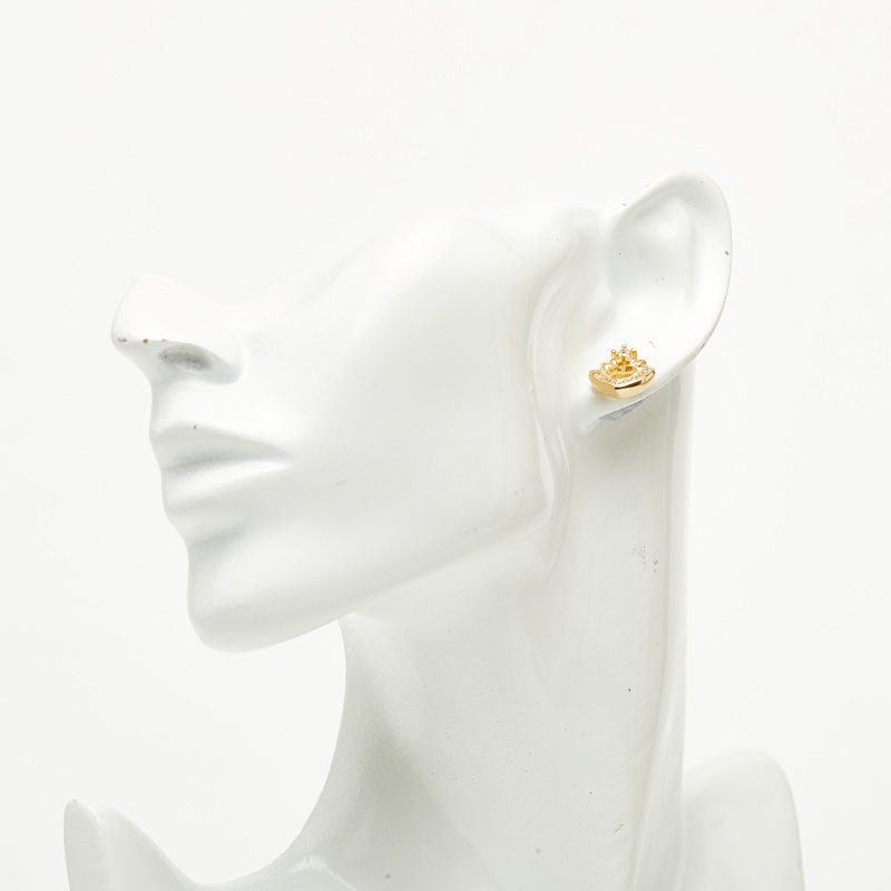 Dior CD Logo Heart Stud Earrings Gold Plated