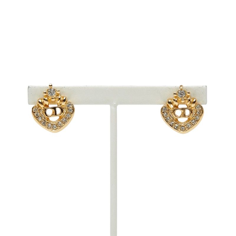 Dior CD Logo Heart Stud Earrings Gold Plated