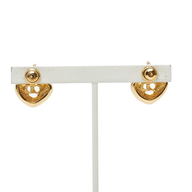 Dior CD Logo Heart Stud Earrings Gold Plated