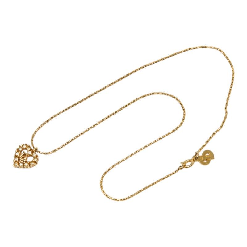 Dior Logo Heart Pendant Necklace Gold Plated