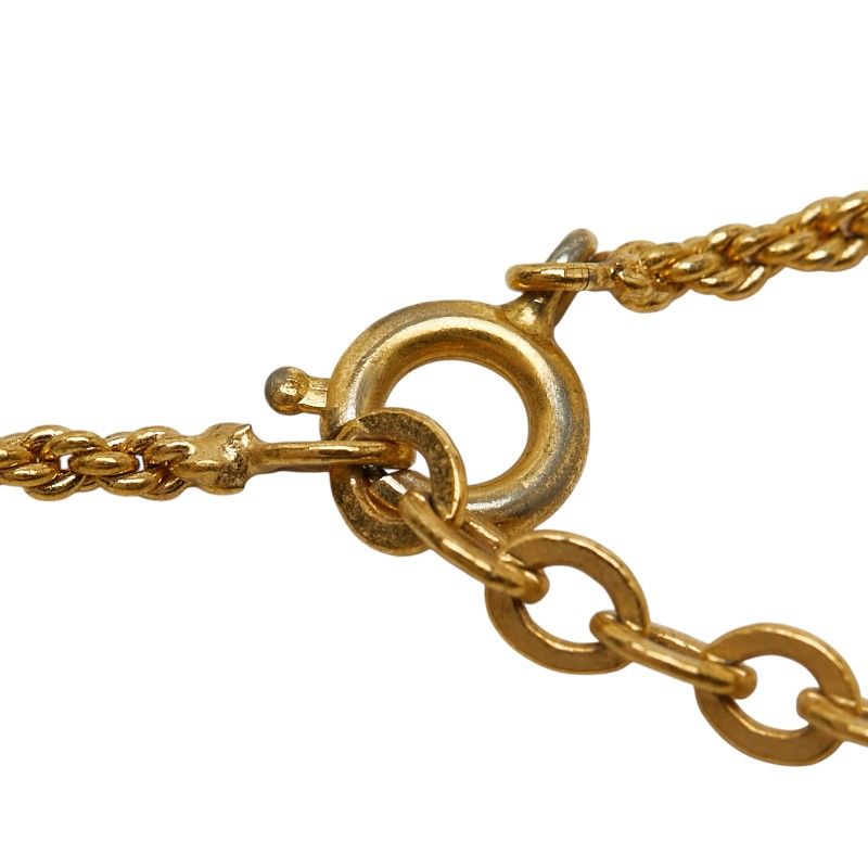 Dior CD Logo Twisted Metal Chain Pendant Necklace Gold Plated