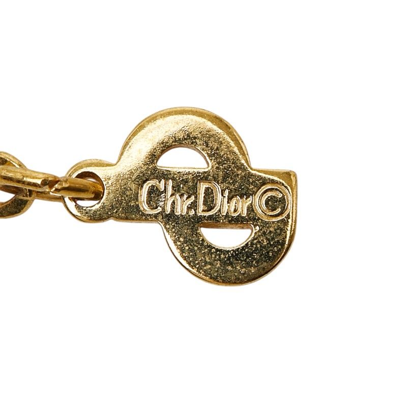 Dior CD Logo Twisted Metal Chain Pendant Necklace Gold Plated